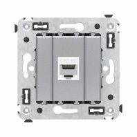 Компьютерная розетка RJ-45 без шторки в стену, кат.6А одинарная, Avanti, закаленная сталь