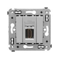 HDMI розетка одинарная в стену, тип А-А, Avanti, закаленная сталь