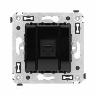 Компьютерная розетка RJ-45 без шторки в стену, кат.6 одинарная, Avanti, черный квадрат