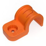 Крепеж-скоба пластиковая односторонняя для прямого монтажа атмосферостойкая оранжевая в п/э d20 мм (50шт/600шт уп/кор)