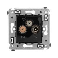 Розетка TV-FM-SAT в стену, Avanti, черный квадрат