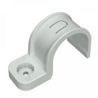 Крепеж-скоба пластиковая односторонняя для прямого монтажа атмосферостойкая серая в гофроящике d32 мм (350шт/кор)