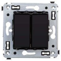 Переключатель двухклавишный в стену, Avanti, черный квадрат