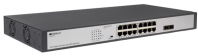 ORIGO Неуправляемый PoE-коммутатор, 16x1000Base-T PoE, 2x1000Base-X SFP, PoE-бюджет 250 Вт, PoE до 250 м, комплект для установки в 19" стойку