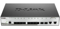 D-Link Управляемый L2 коммутатор, 10x1000Base-X SFP, 2x1000Base-T, защита от статического электричества до 6 кВ, CLI, консольный порт RJ-45, RPS, поддержка Dying Gasp