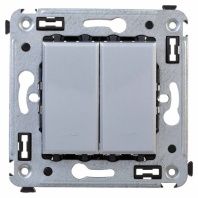 Переключатель двухклавишный в стену, Avanti, закаленная сталь