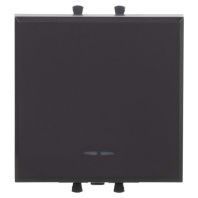 Выключатель одноклавишный модульный, Avanti, черный матовый, 2 модуля