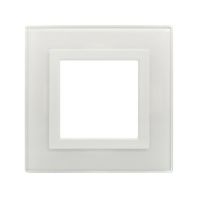 Рамка из натурального стекла 1 пост (2 мод.), Avanti, белая