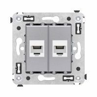 Телефонная розетка RJ-12 без шторки в стену двойная, Avanti, закаленная сталь