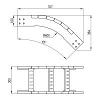 Угол вертикальный внешний 45 градусов, 100х300 R600, лонжерон 1,5 мм, в комплекте с крепежными элементами и соединительными пластинами, необходимымидля монтажа