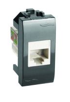 Компьютерная розетка RJ45 кат.6, 8P8C, Brava, черная, 1мод