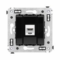 Телефонная розетка RJ-12 без шторки в стену одинарная, Avanti, черный квадрат