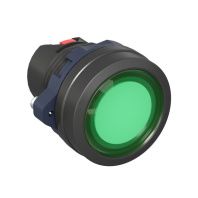 Головка кнопки плоская прозрачная с фиксацией, зеленая