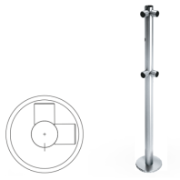 Стойка ограждения L-образная с отверстием под фиксатор, муфты справа, нерж. сталь