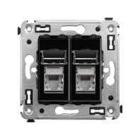 Компьютерная розетка RJ-45 в стену, кат.6 двойная экранированная, Avanti, черный квадрат