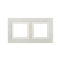 Рамка из натурального стекла 2 поста (4 мод.), Avanti, белая