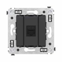 Компьютерная розетка RJ-45 без шторки в стену, кат.6А одинарная, Avanti, черный матовый