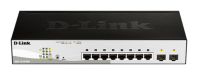 D-Link Управляемый L2 PoE-коммутатор, 8x1000Base-T PoE, 2х1000Base-X SFP, PoE-бюджет 65 Вт, упрощенный интерфейс CLI, Web-интерфейс, SNMP