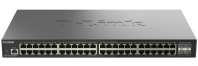 D-Link Управляемый L2 коммутатор, 48x1000Base-T, 4x10GBase-X SFP+, защита от статического электричества до 6 кВ, CLI, консольный порт RJ-45, RPS, поддержка Dying Gasp