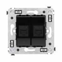 Компьютерная розетка RJ-45 без шторки в стену, кат.6 двойная, Avanti, черный квадрат