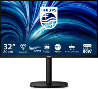 31,5" Philips 32B2U3601 2560x1440, WLED, 16:9, IPS, 350cd, 1500:1, 50М:1, 4ms, 178/178, HDMI, DP,USB-hub 4хUSB 3.2, USB-C(PD90W), RJ45, 100Hz, Speakers, Tilt, HAS, Swivel, Pivot, Internal, VESA, Black