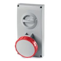 Розетка панельная с механической блокировкой и верхним расположением разъема IP67 63А 3P+E 400В