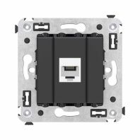 Телефонная розетка RJ-12 без шторки в стену одинарная, Avanti, черный матовый