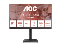 27" AOC 3840x2160 WLED 16:9 IPS 400cd, 1200:1, 20M:1, 4ms, 178°/178°, 2xHDMI, DP, USB hub: 4*USB3.2, USB-C(90W), RJ45, 60Hz, Speakers, Tilt, Height, Swivel, Pivot, VESA, Internal, Black, 3y