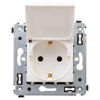 Розетка с крышкой в стену, 2P+E, с з/ш, Avanti, белое облако