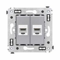 Компьютерная розетка RJ-45 без шторки в стену, кат.6А двойная, Avanti, закаленная сталь