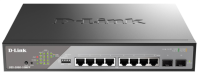 D-Link Настраиваемый L2 PoE-коммутатор, 8x1000Base-T PoE 802.3bt 90 Вт, 2x1000Base-X SFP, PoE-бюджет 242 Вт, дальность PoE до 250 м
