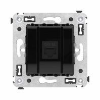 Компьютерная розетка RJ-45 без шторки в стену, кат.6A одинарная, Avanti, черный квадрат