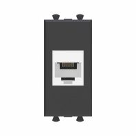 Телефонная розетка RJ-12 без шторки модульная, Avanti, черный матовый, 1 модуль