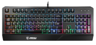 Gaming Keyboard MSI VIGOR GK20, Wired, membrane Keyboard with ergonomic keycaps and wrist rest.  12 Key Anti-ghosting Capability. Water Resistant (spill-proof), Static multi-colour backlighting, Black