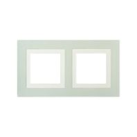 Рамка из натурального стекла 2 поста (4 мод.), Avanti, светло-зеленая