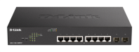 D-Link Настраиваемый L2 PoE-коммутатор, 8х1000Base-T PoE, 2x1000Base-X SFP, PoE-бюджет 130 Вт