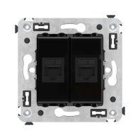 Компьютерная розетка RJ-45 без шторки в стену, кат.5е двойная, Avanti, черный квадрат