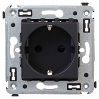 Розетка в стену, 2P+E, с з/ш, Avanti, черный матовый