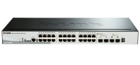D-Link DGS-1510-28P/A1A, PROJ L2+ Smart Switch with 24 10/100/1000Base-T ports and 2 1000Base-X SFP ports and 2 10GBase-X SFP+ ports (24 PoE ports 802.3af/802.3at (30 W), PoE Budget 193W).16K Mac add