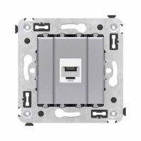 Телефонная розетка RJ-12 без шторки в стену одинарная, Avanti, закаленная сталь