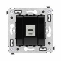 Компьютерная розетка RJ-45 без шторки в стену, кат.6 одинарная экранированная, Avanti, черный квадрат