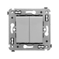 Инвертор двухклавишный в стену, Avanti, закаленная сталь