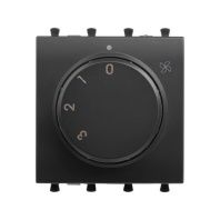 Механизм управления вентиляторами модульный, Avanti, черный матовый, 2 модуля