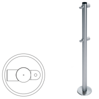 Стойка ограждения I-образная с двумя полупетлями, нерж. сталь