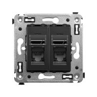 Компьютерная розетка RJ-45 в стену, кат.6 двойная, Avanti, черный матовый