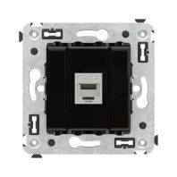 Компьютерная розетка RJ-45 без шторки в стену, кат.5e одинарная экранированная, Avanti, черный квадрат