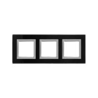 Рамка из натурального стекла 3 поста (6 мод.), Avanti, черная