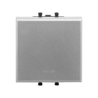 Выключатель двухполюсный одноклавишный модульный, Avanti, закаленная сталь, 2 модуля