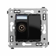 Розетка TV проходная в стену, Avanti, черный квадрат