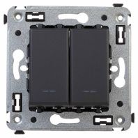 Выключатель двухклавишный в стену, Avanti, черный матовый